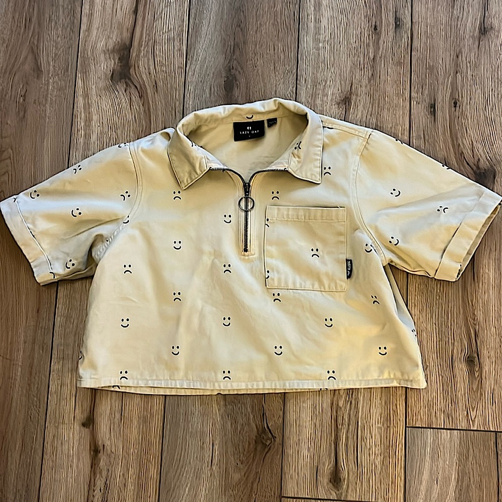 Lazy Oaf Cream Smiley Face Blouse